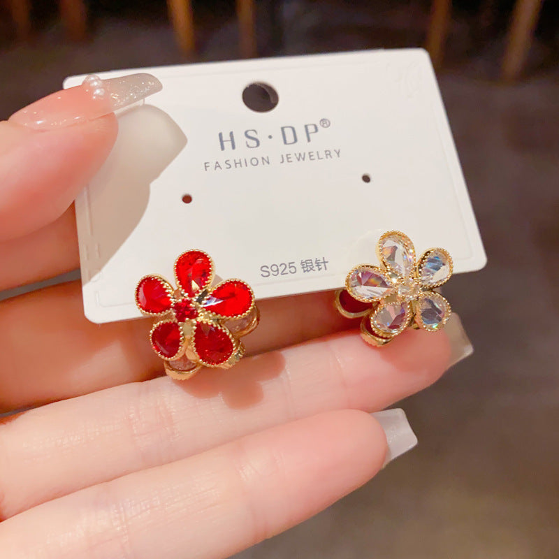 鋯石花朵雙面復古耳扣－第二視角實拍｜https://igowo.tw/