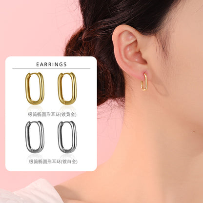 S925 長方形圓柱線條耳扣日韓時尚氣質鍍K金輕奢女款小耳環