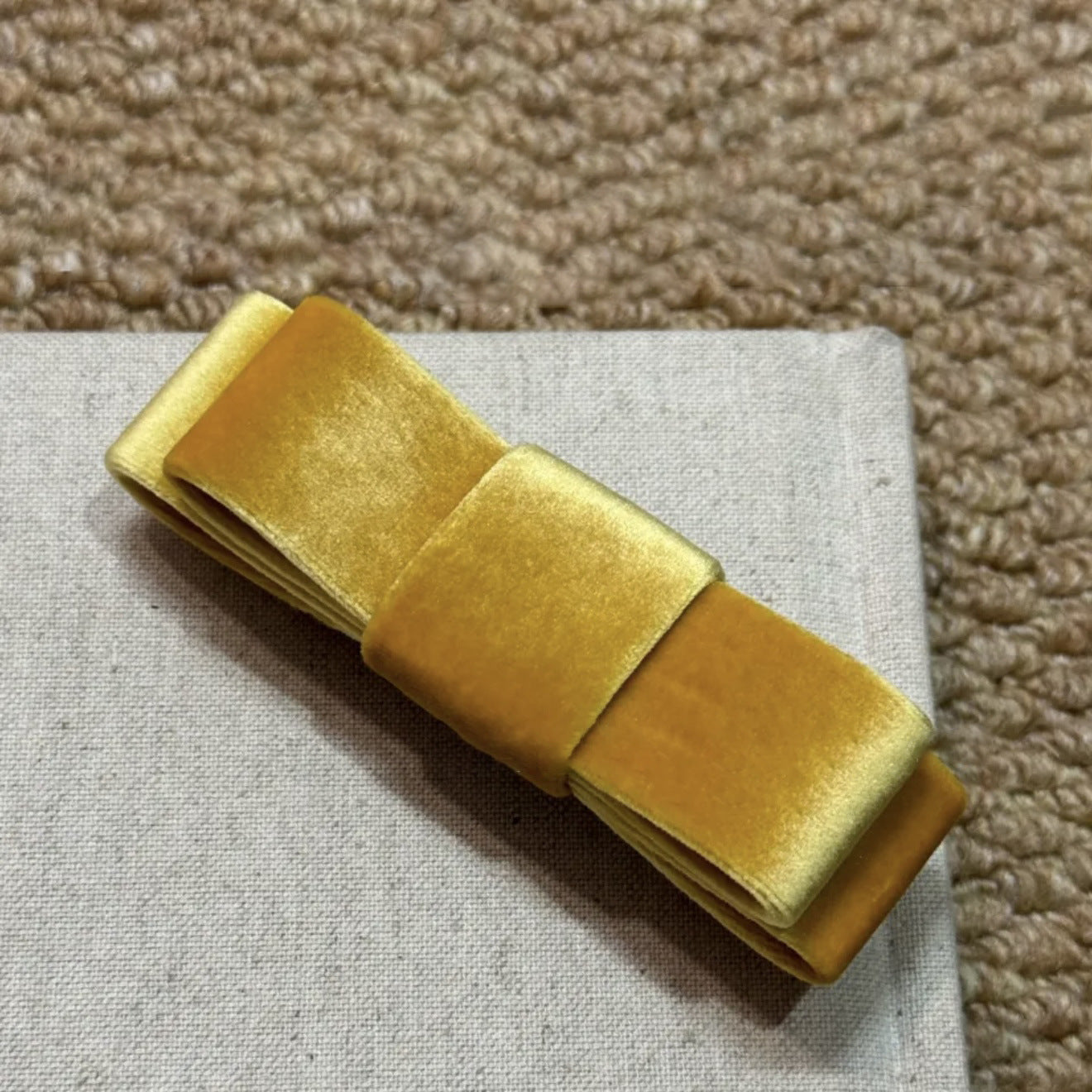 絨面蝴蝶結雙層髮夾