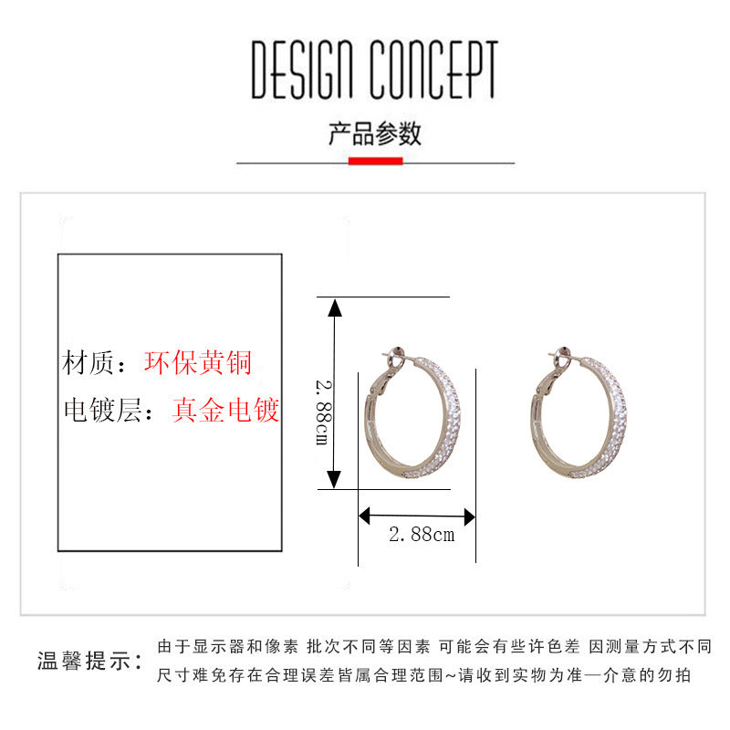 鋯石圓圈誇張耳環