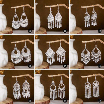 樹葉流蘇鏤空耳墜－細節特寫1｜https://igowo.tw/