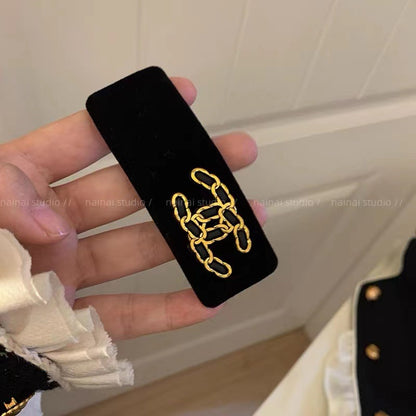 絨面蝴蝶結復古髮夾