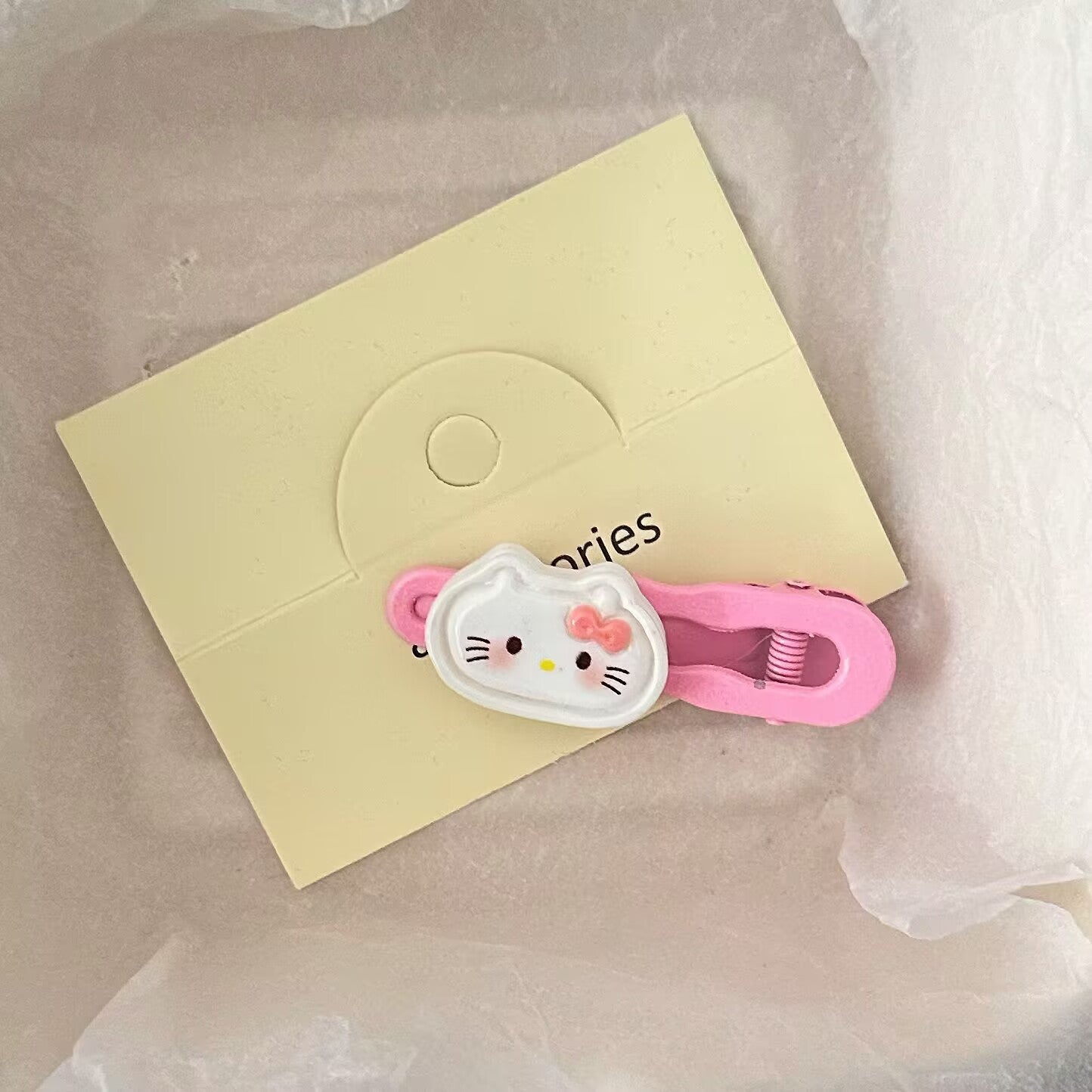粉色貓咪波浪髮夾