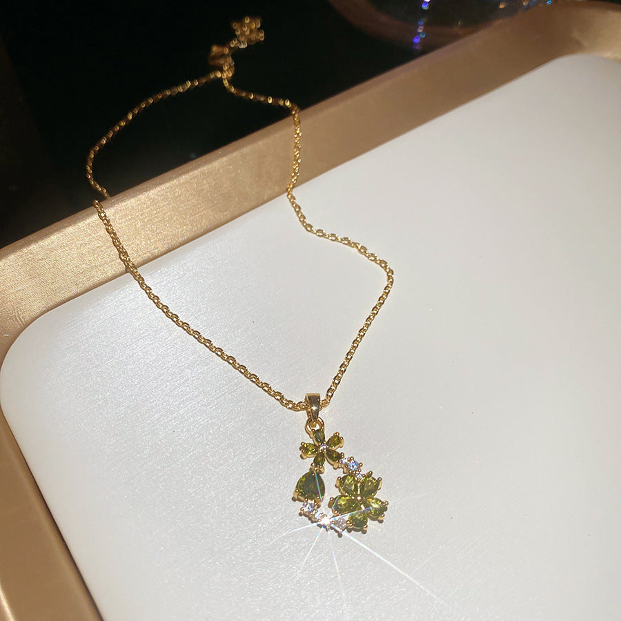 18k真金電鍍花朵水滴手鏈耳釘項鏈套裝時尚鎖骨鏈輕奢高級感飾品