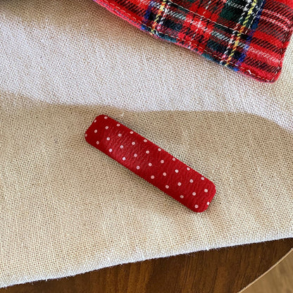 紅色布面波點復古髮夾