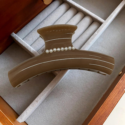 咖色圓形又字抓夾復古高級感盤發鯊魚夾簡約時尚個性新款發夾發飾