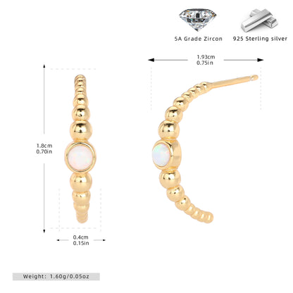S925 歐美耳釘幾何設計鑲澳寶石耳飾百搭小眾高級感飾品