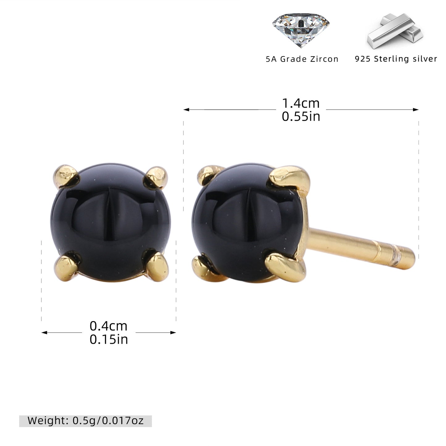 S925 耳釘簡約四爪鑲石耳飾個性小眾百搭冷淡風飾品