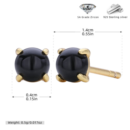 S925 耳釘簡約四爪鑲石耳飾個性小眾百搭冷淡風飾品