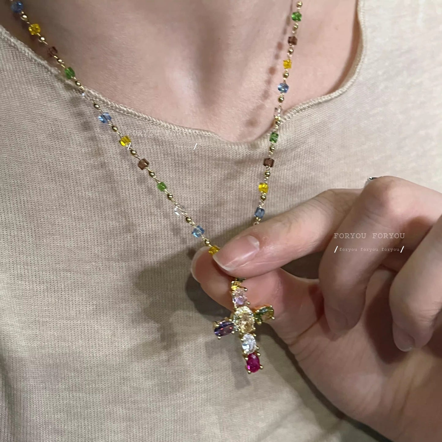 森系小清新蝴蝶花朵項鏈