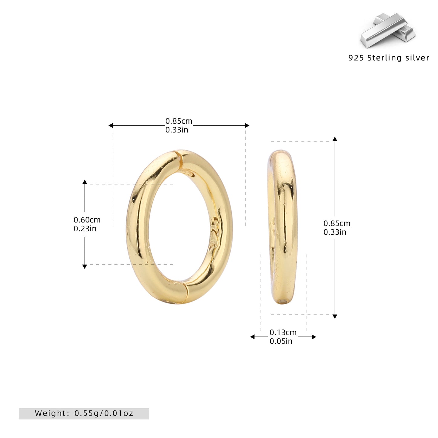 S925 耳環簡約光面多尺寸素圈耳飾個性小眾百搭飾品