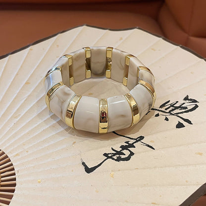 跨境暈染亞克力彈力繩手鐲復古時尚百搭手環氣質手飾輕奢高級感女
