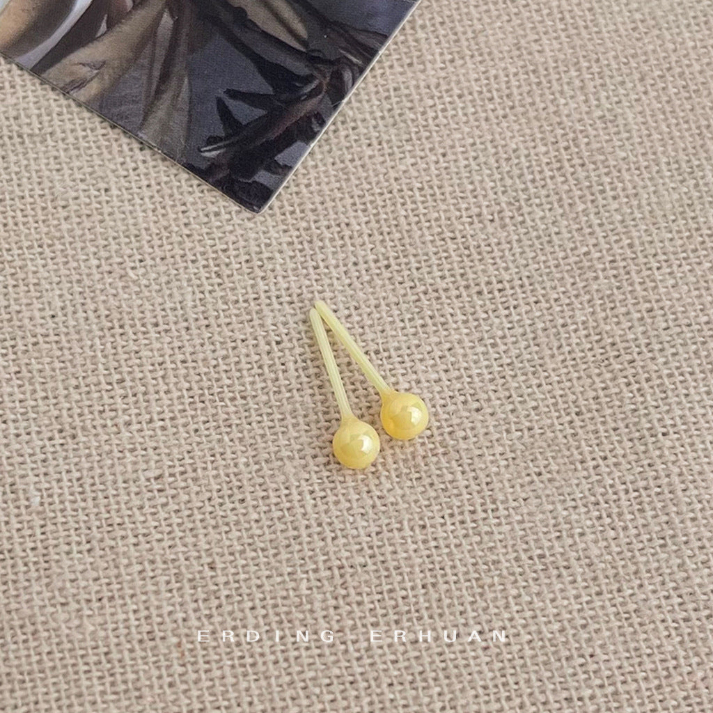 陶瓷圓珠圓形小巧耳釘－陶瓷正品粉色耳釘款細節｜https://igowo.tw/