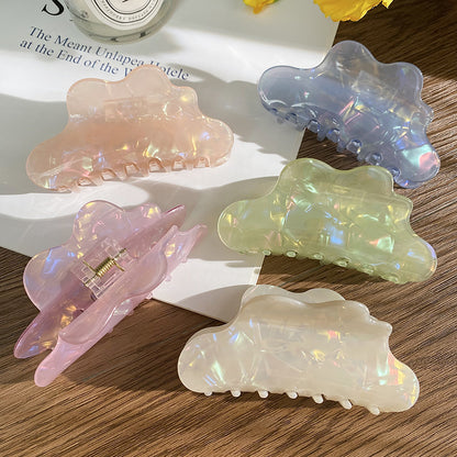 繽紛簡約鯊魚夾－粉紫幻彩款細節｜https://igowo.tw/