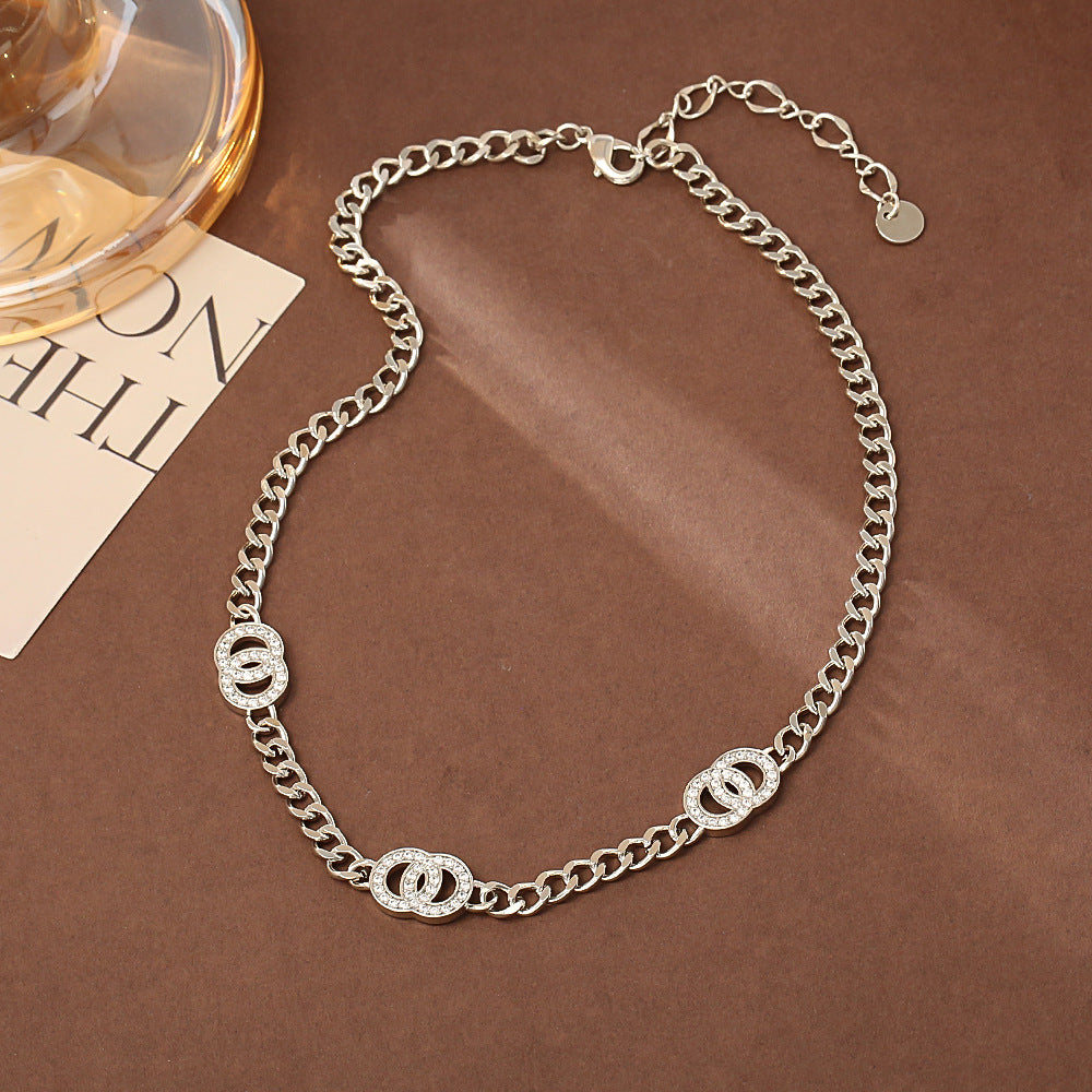鋯石古巴鍊圓圈項鍊－商品主圖｜https://igowo.tw/