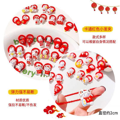 紅色兔子卡通髮圈－細節特寫2｜https://igowo.tw/