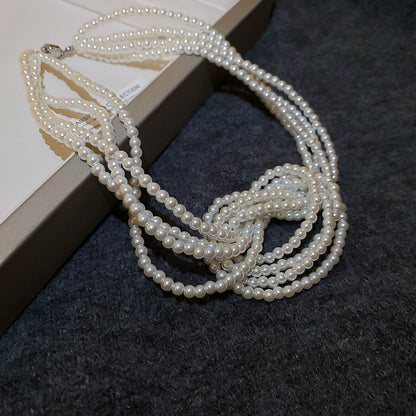 珍珠花朵雙層鑲鑽項鍊－細節特寫10｜https://igowo.tw/