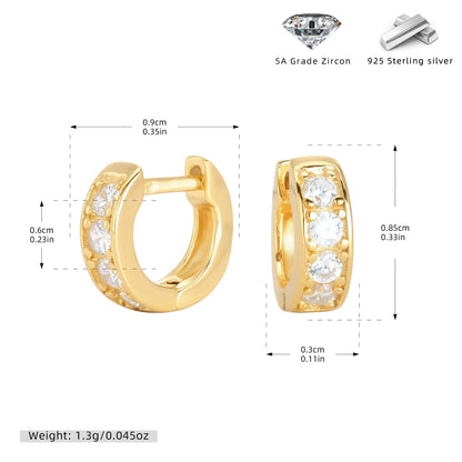 S925 耳飾時尚簡約鑲石款耳扣網紅精致百搭日常飾品
