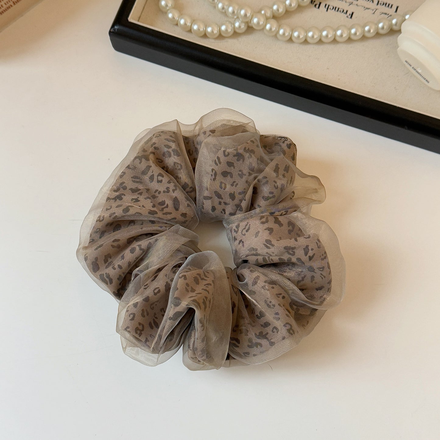 網紗豹紋復古髮圈