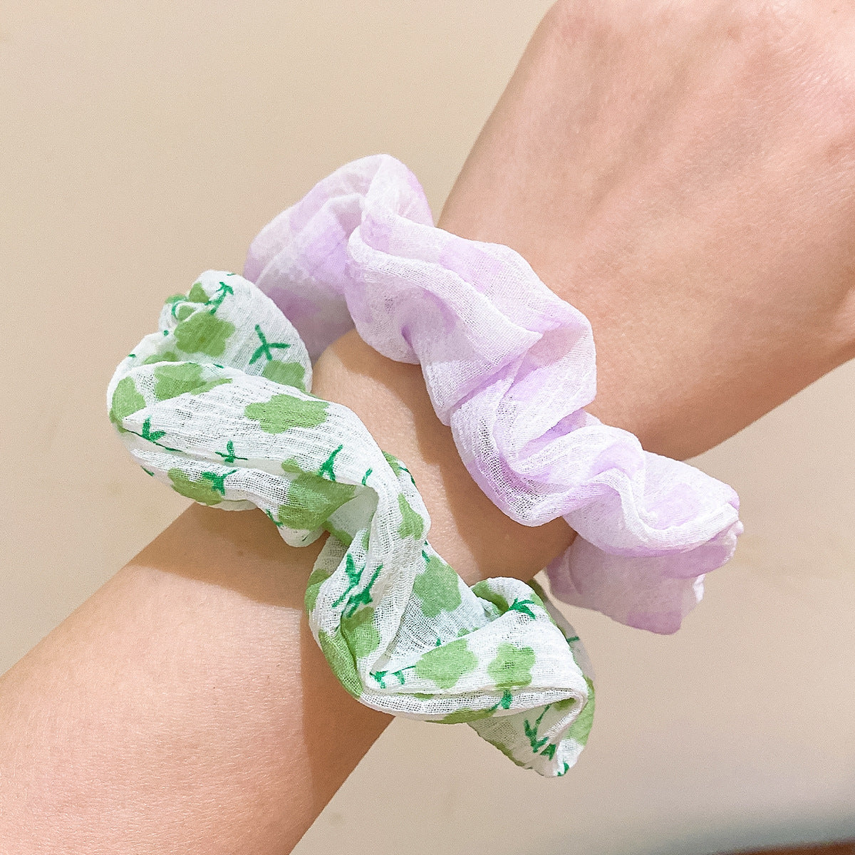 網紗碎花大腸圈髮圈－細節特寫2｜https://igowo.tw/