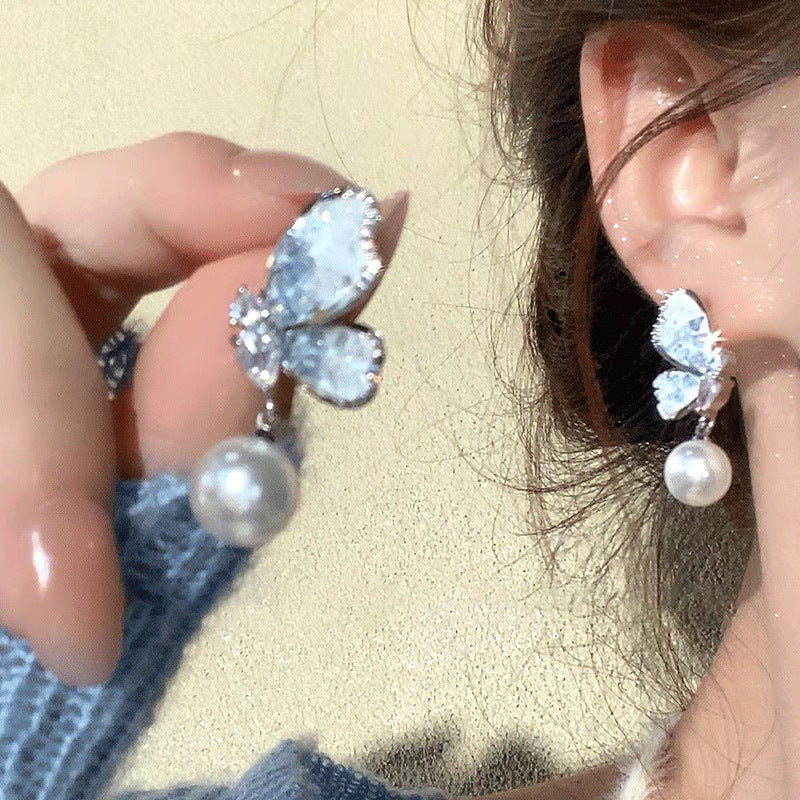 海邊度假風漸變油畫風花瓣耳釘小清新甜美耳環輕奢小眾高級感耳飾