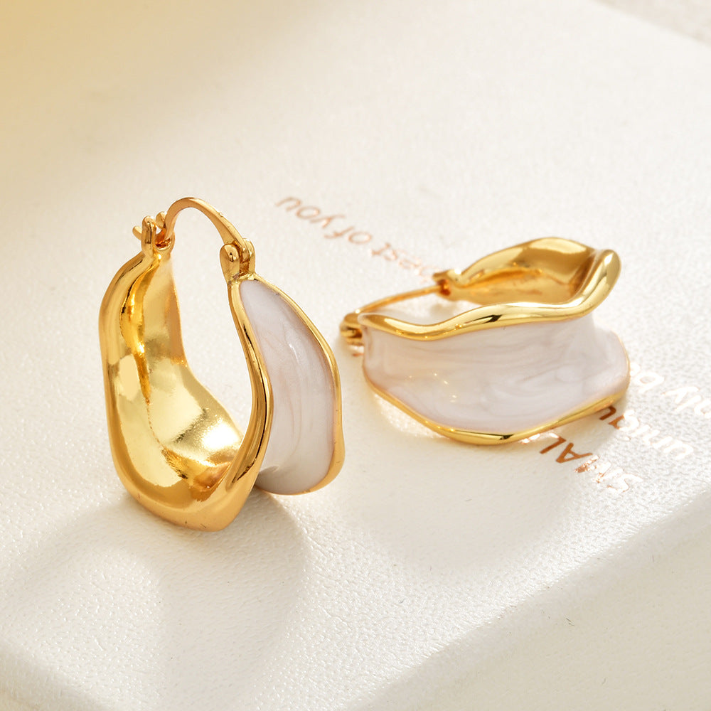 金色琺瑯復古耳扣