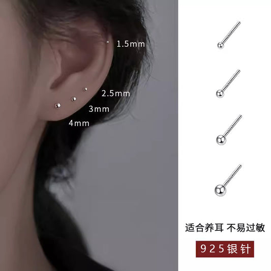 S925圓珠耳釘－商品主圖｜https://igowo.tw/