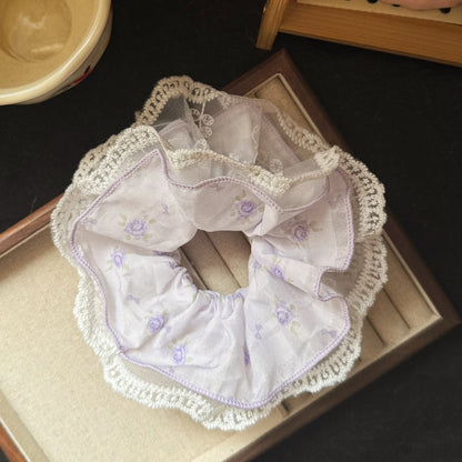 粉色蕾絲碎花髮圈