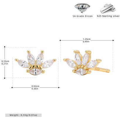 S925 新款耳釘時尚個性鑲鋯皇冠耳飾輕奢百搭小眾設計飾品