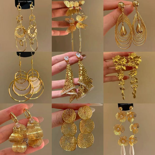 銀針超閃鋯石幾何圓形鏤空吊墜耳環個性夸張耳墜輕奢高級感耳飾女