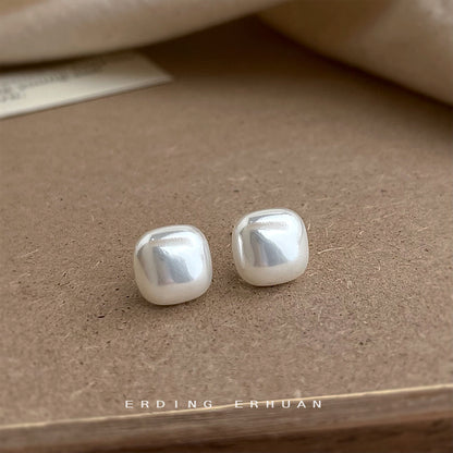 珍珠方形立體耳釘
