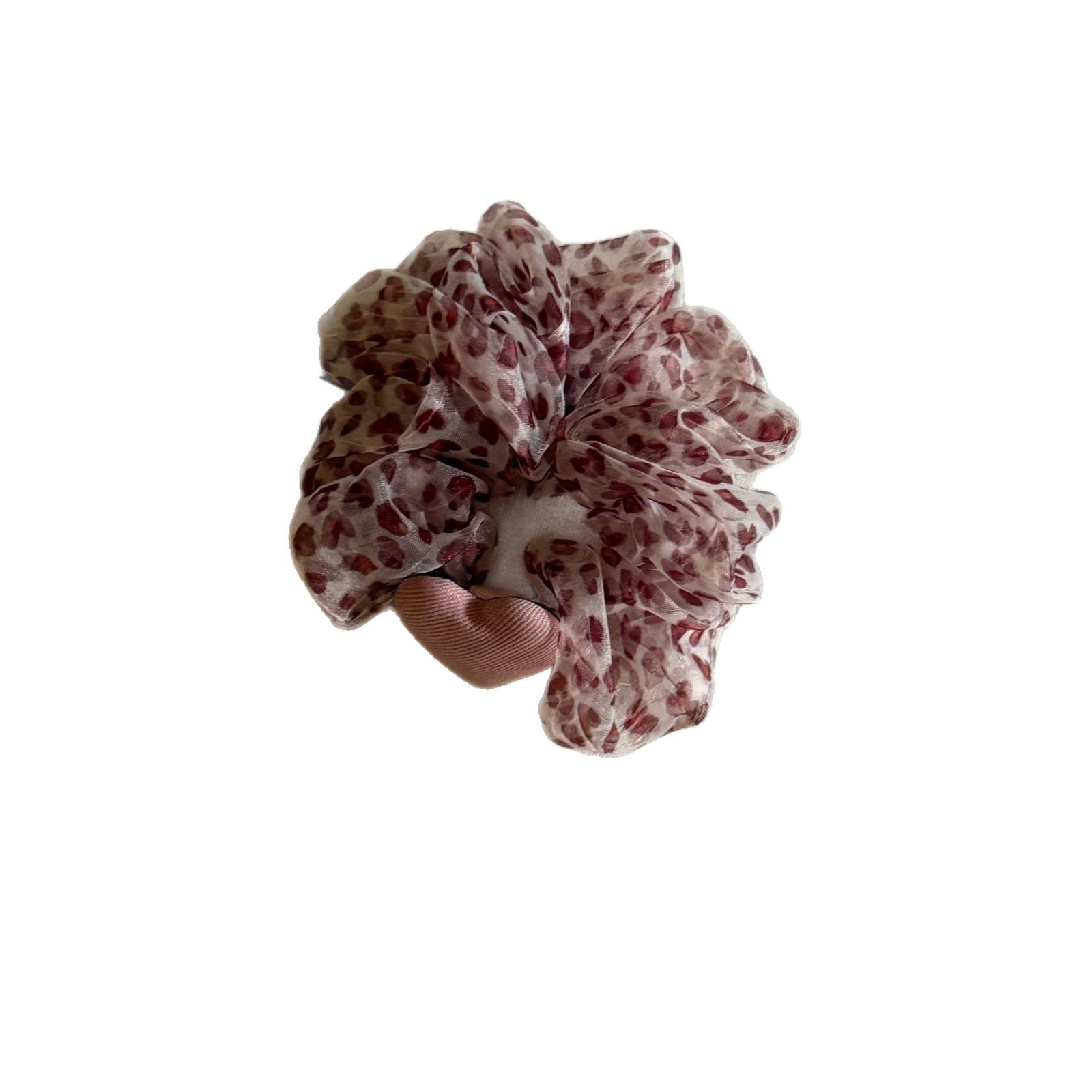 網紗豹紋蝴蝶結髮夾－藍色愛心頭繩款細節｜https://igowo.tw/