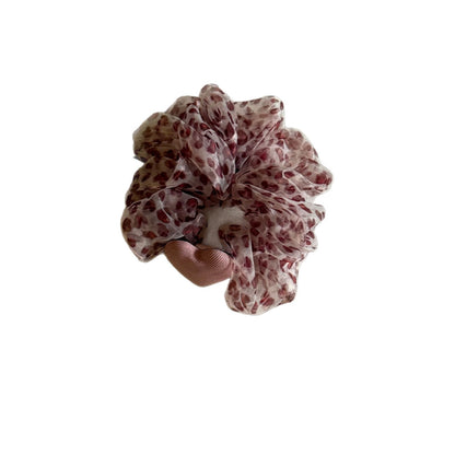 網紗豹紋蝴蝶結髮夾－藍色愛心頭繩款細節｜https://igowo.tw/