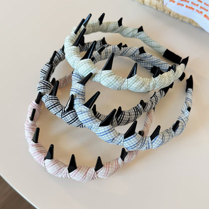 格紋纏繞髮箍－細節特寫2｜https://igowo.tw/
