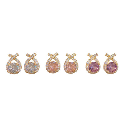 鋯石幾何簡約耳釘套組