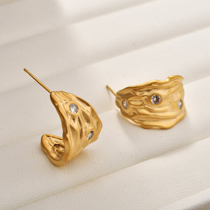 金色簡約耳釘－商品主圖｜https://igowo.tw/
