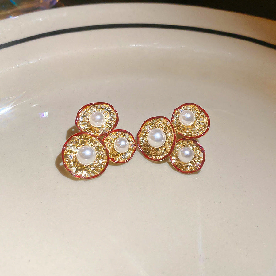 紅色琺瑯方形復古耳環－細節特寫12｜https://igowo.tw/