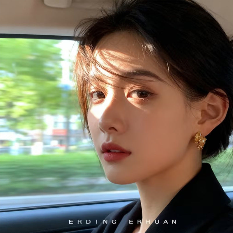 水晶玻璃幾何耳釘－甜美色款實拍｜https://igowo.tw/
