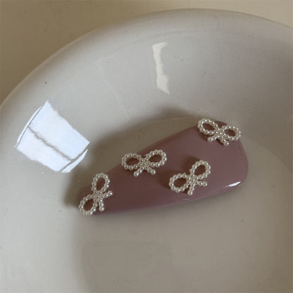 珍珠皮革蝴蝶結髮夾