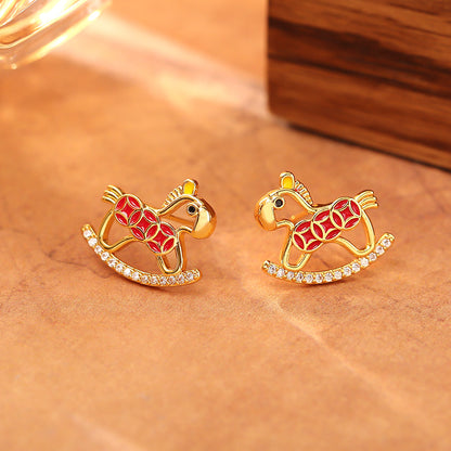 紅色小馬鏤空耳環－商品主圖｜https://igowo.tw/