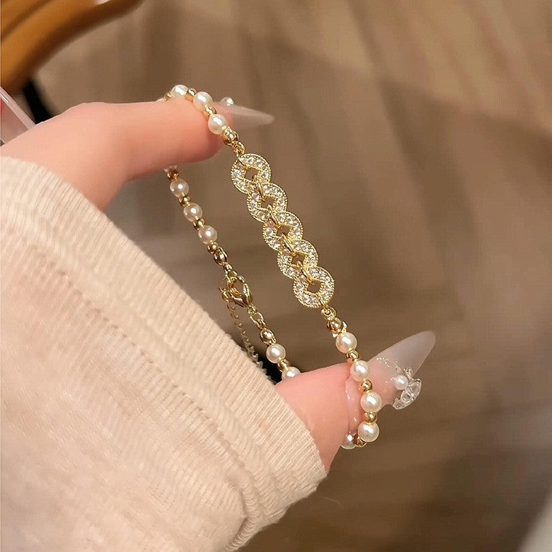 法式白月光~貓眼石花朵手鏈輕奢小眾高級感手環時尚百搭手飾批發