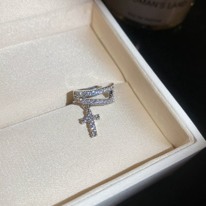 鋯石十字架星星耳夾女無耳洞個性潮流小眾時髦耳骨夾輕奢小眾耳飾