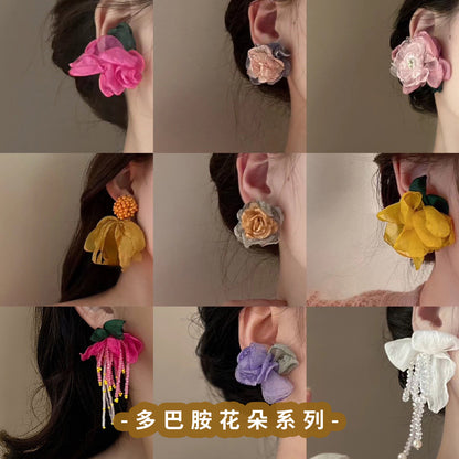 小清新花朵系列耳環森系甜美小眾百搭耳釘時尚輕奢高級感耳飾