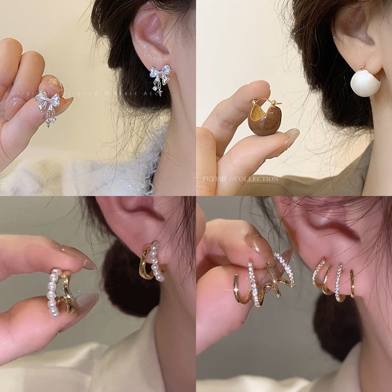 S925珍珠復古簡約耳環－第二視角實拍｜https://igowo.tw/