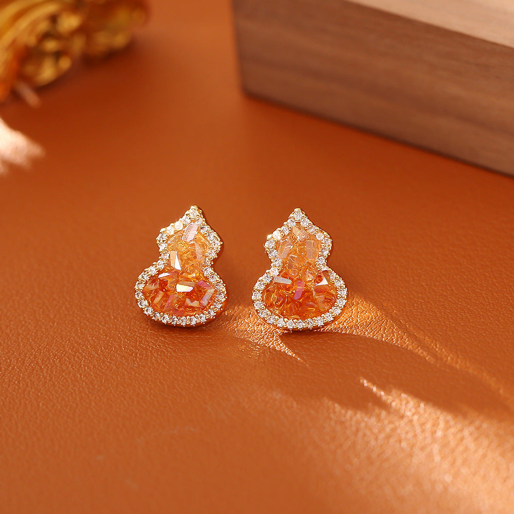 水晶葫蘆復古耳釘－第二視角實拍｜https://igowo.tw/