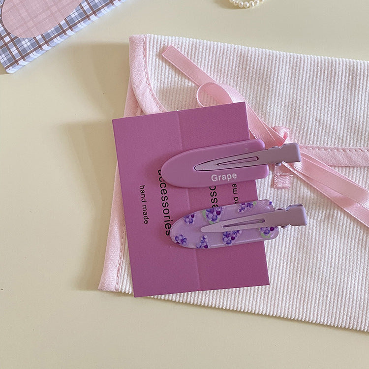 碎花髮夾二件組－櫻桃蝴蝶結對夾款細節｜https://igowo.tw/