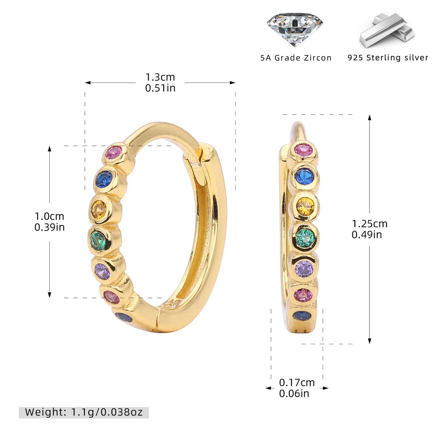 S925 歐美耳環時尚彩色鑲石耳扣個性風小眾輕奢高級感飾品