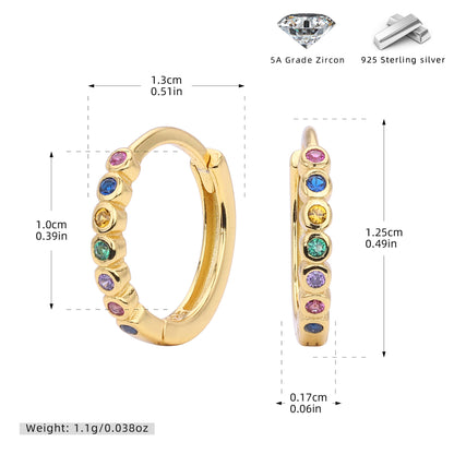 S925 歐美耳環時尚彩色鑲石耳扣個性風小眾輕奢高級感飾品