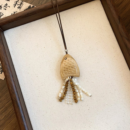 木質小熊墜飾長版項鍊