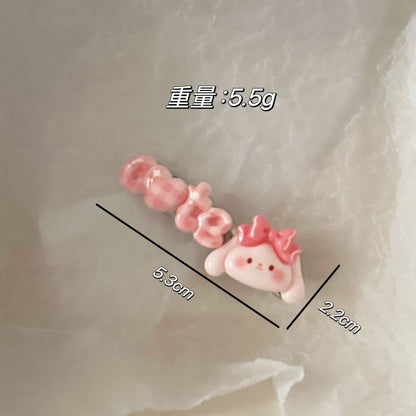 粉色小狗字母髮夾－黃色蛋糕髮夾款細節1｜https://igowo.tw/